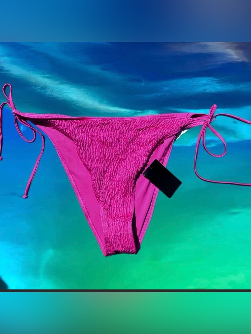 NWT Fuchsia Side Ties Smocked Bikini Bottom Size 20